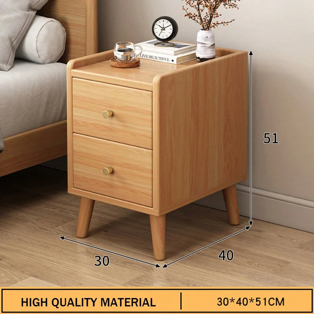 Solid Wood Multi-Purpose Storage Bedside Cabinet