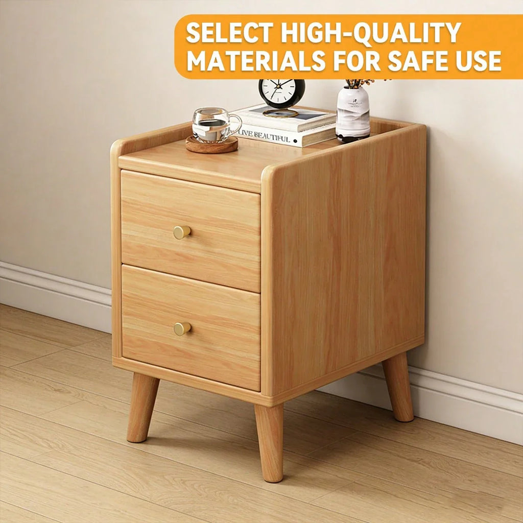 Solid Wood Multi-Purpose Storage Bedside Cabinet