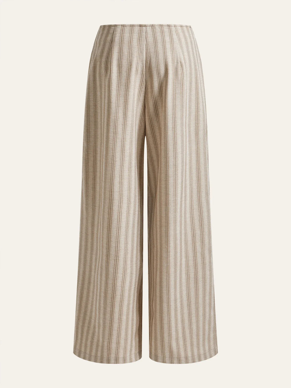 High Waist Pleated A-Line Striped Wide Leg Trousers