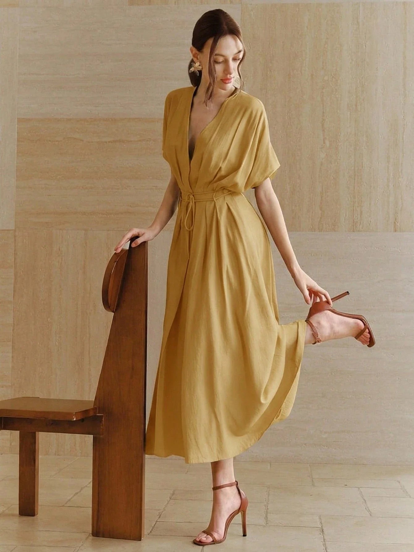 Women's New French Elegant Deep V-Neck  Dress