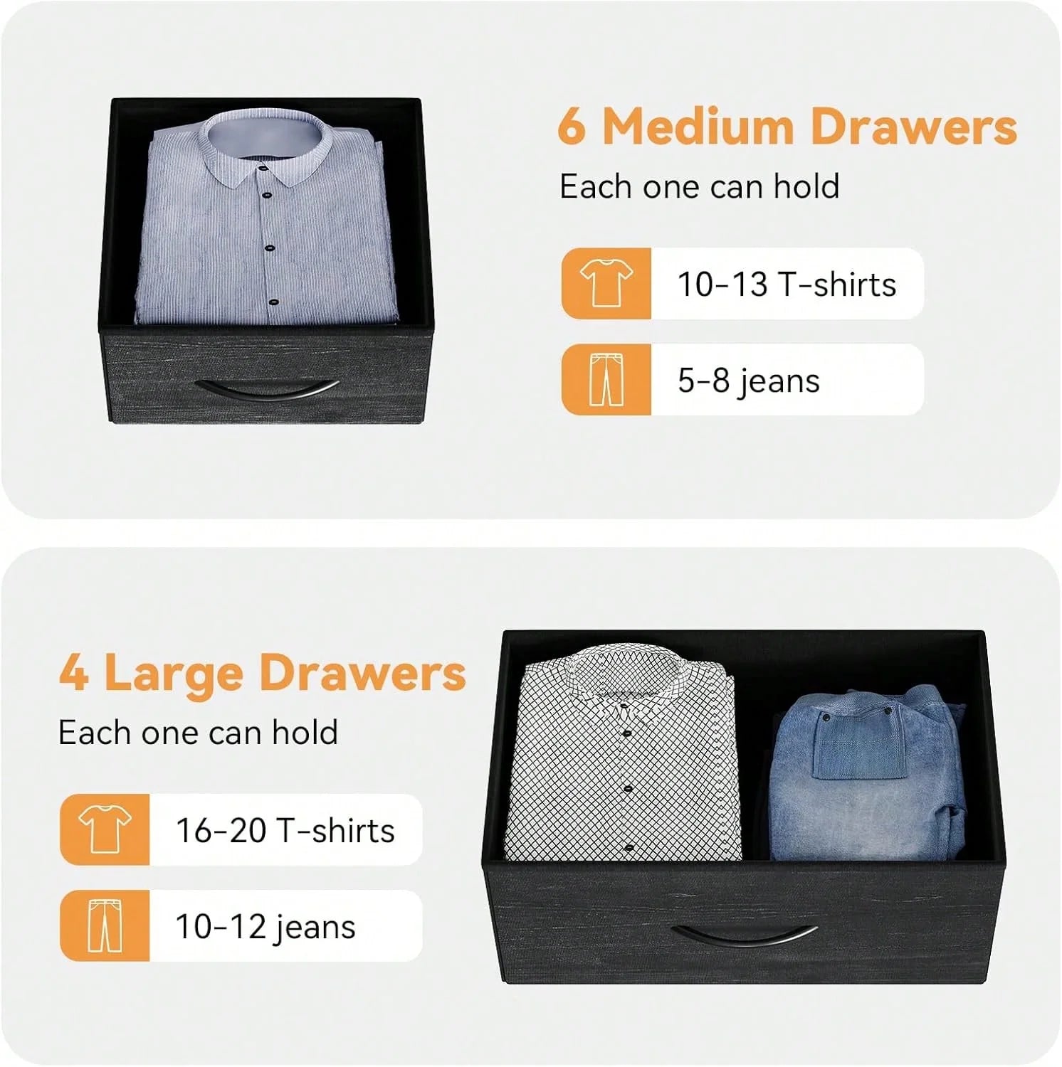 10 Drawer Fabric Storage Cabinet With Side Pockets & Hooks