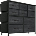 10 Drawer Fabric Storage Cabinet With Side Pockets & Hooks