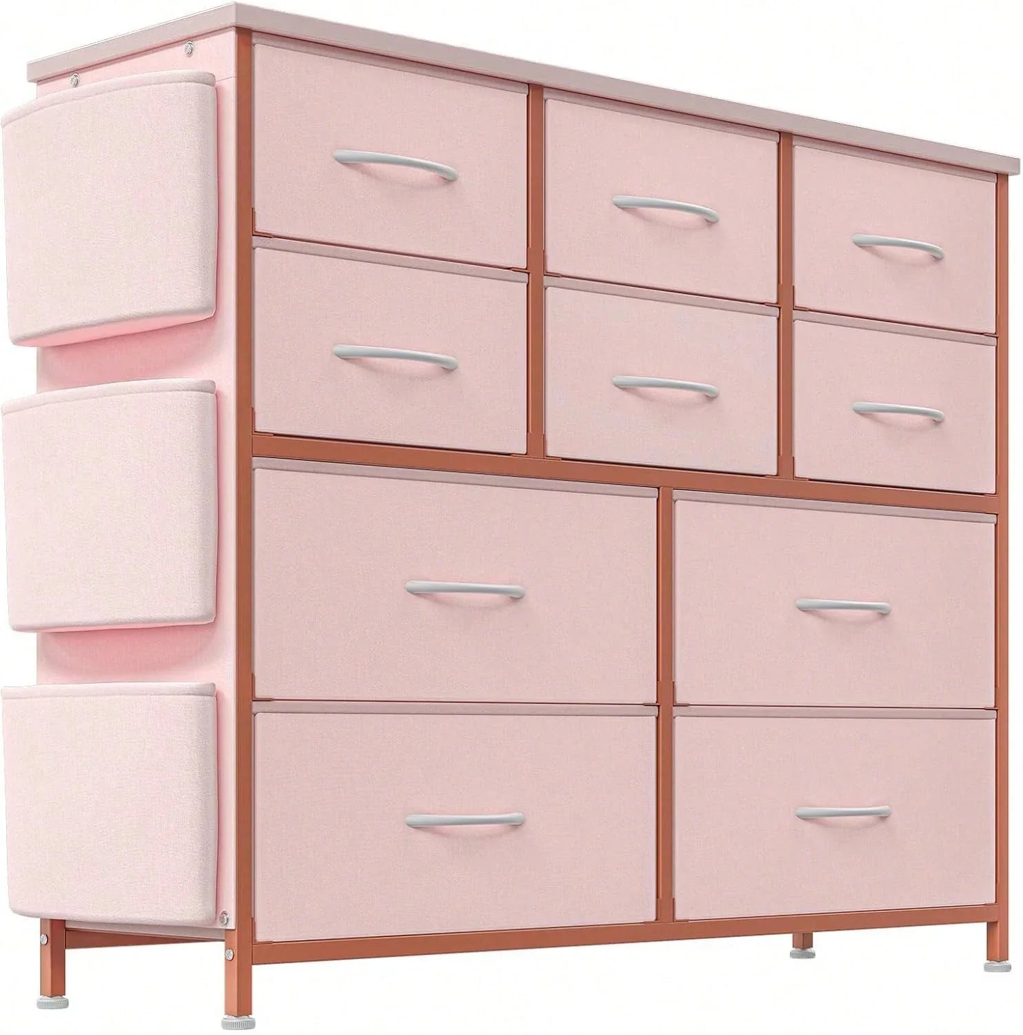 10 Drawer Fabric Storage Cabinet With Side Pockets & Hooks
